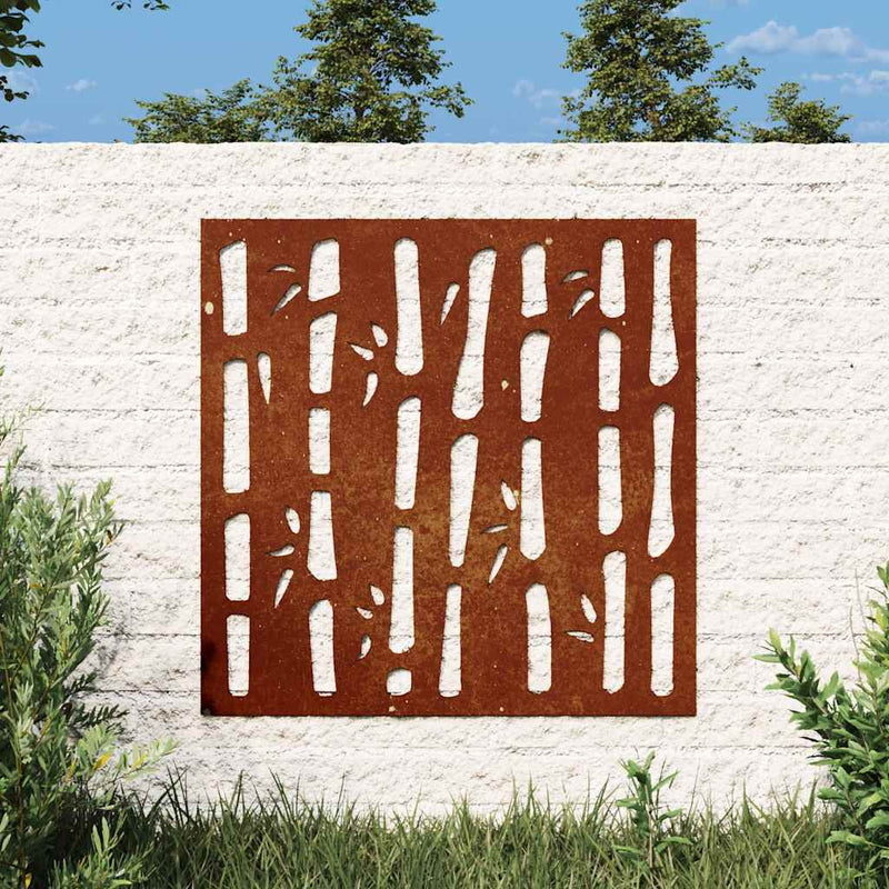 Decor perete de grădină 55x55 cm design bambus oțel Corten