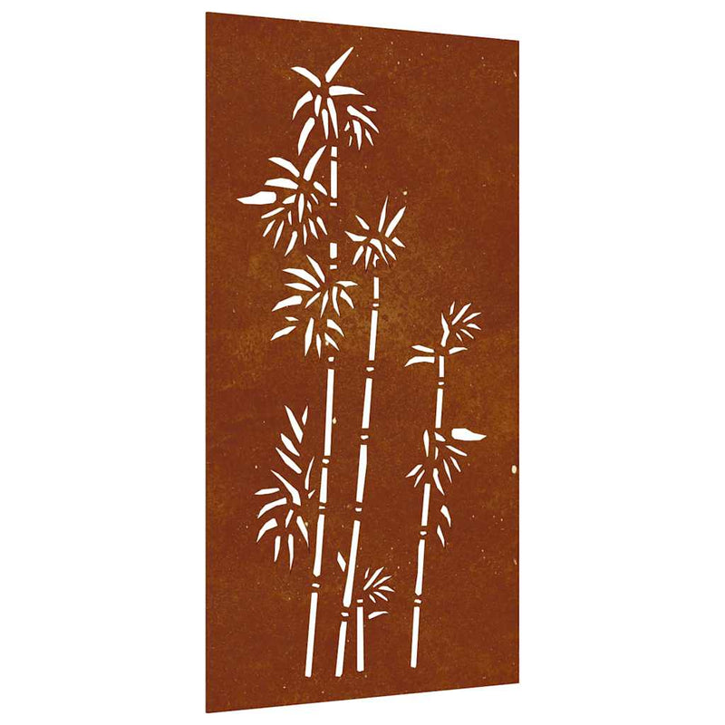 Decorație perete de grădină 105x55 cm design bambus oțel Corten