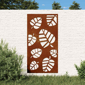 Decorație perete de grădină 105x55 cm design frunze oțel Corten