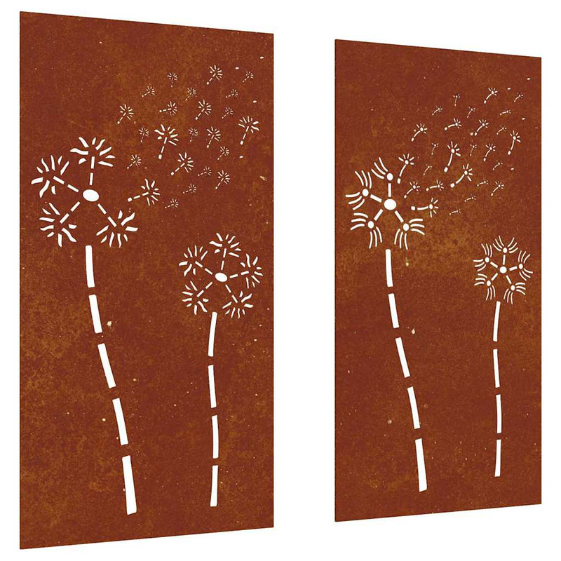 Decor perete grădină 2 buc. 105x55 cm design flori oțel Corten