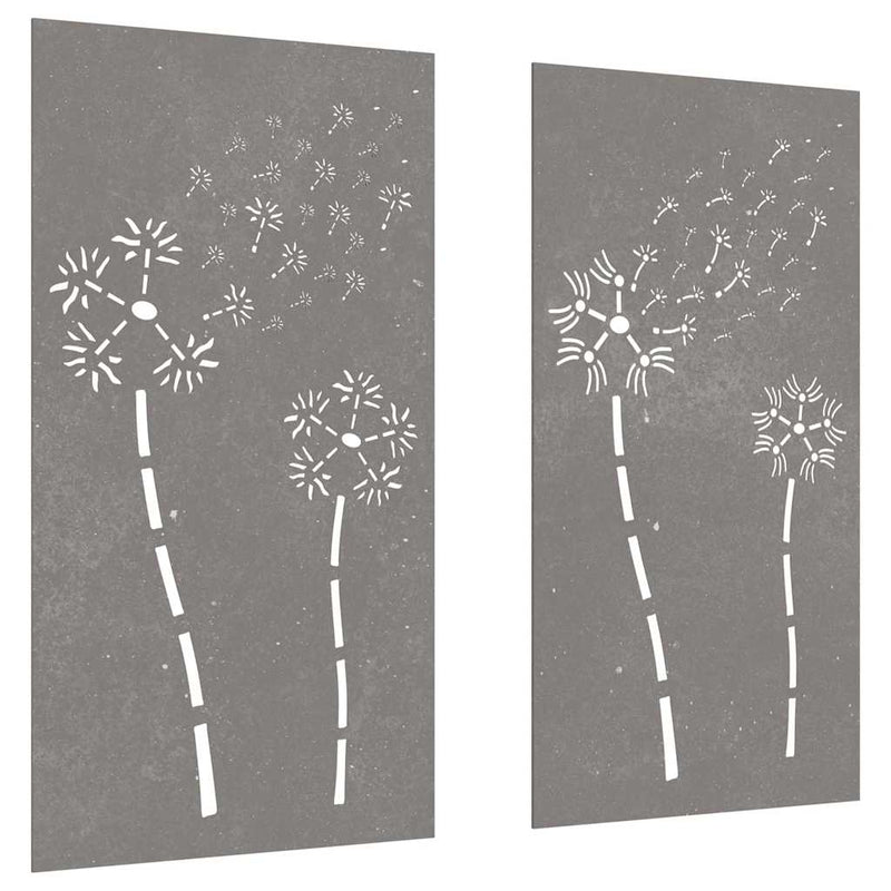 Decor perete grădină 2 buc. 105x55 cm design flori oțel Corten