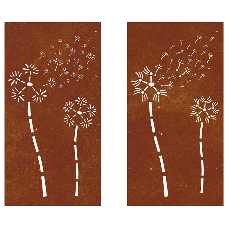 Decor perete grădină 2 buc. 105x55 cm design flori oțel Corten