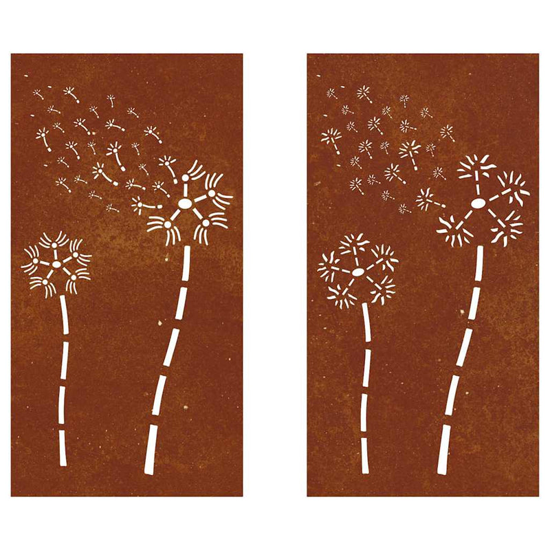 Decor perete grădină 2 buc. 105x55 cm design flori oțel Corten