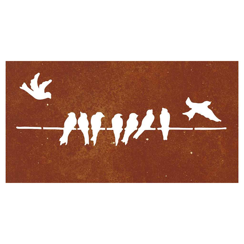 Decorațiune perete grădină 105x55 cm design păsări oțel Corten