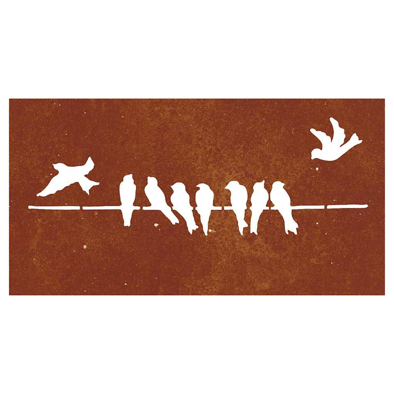 Decorațiune perete grădină 105x55 cm design păsări oțel Corten