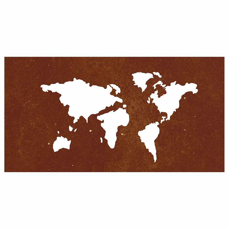 Decor perete grădină 105x55 cm design harta lumii oțel Corten