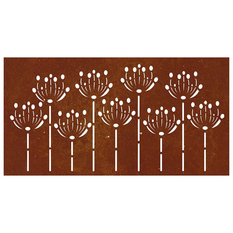 Decorație perete de grădină 105x55 cm design flori oțel Corten