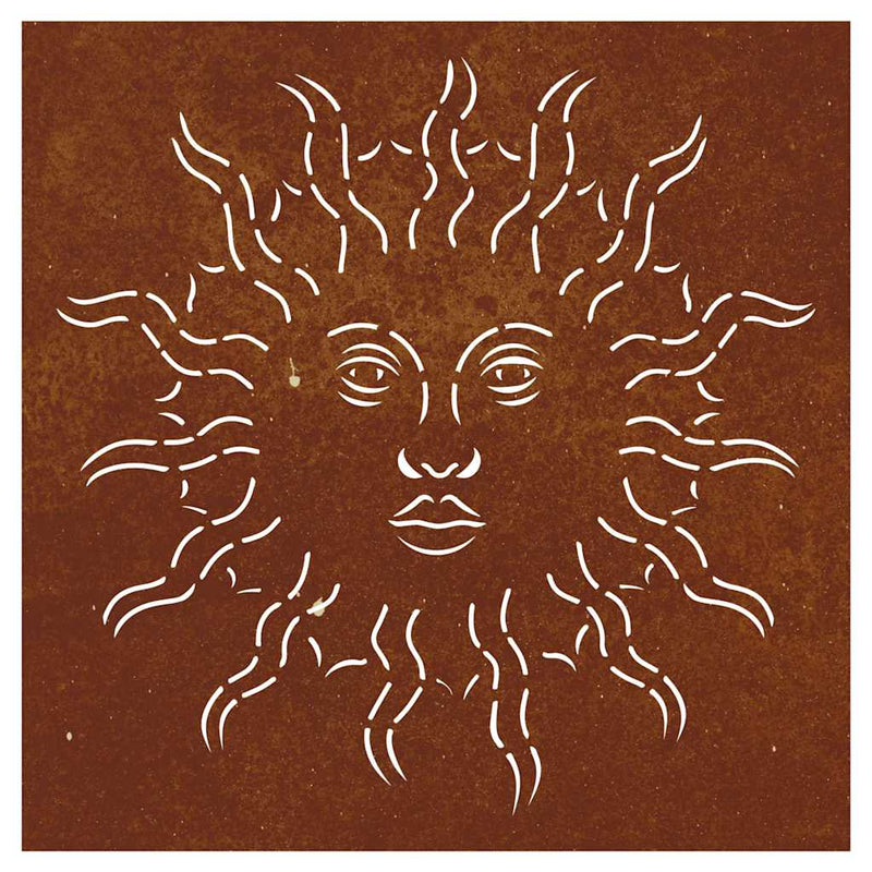 Decor perete de grădină 55x55 cm design soare oțel Corten