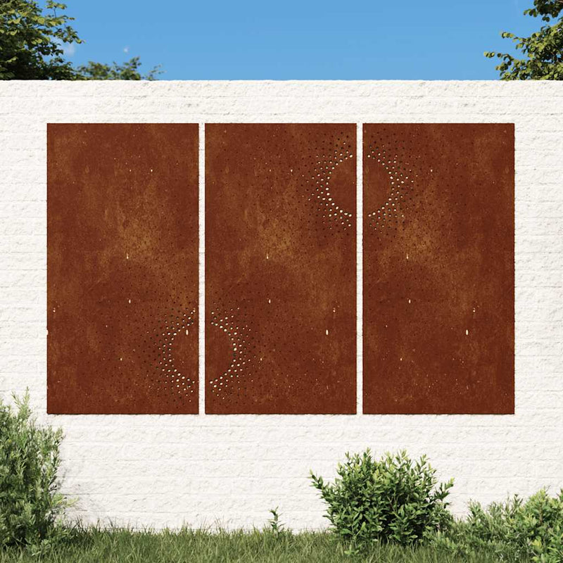 Decorațiuni perete de grădină 3 buc. 105x55cm oțel corten soare