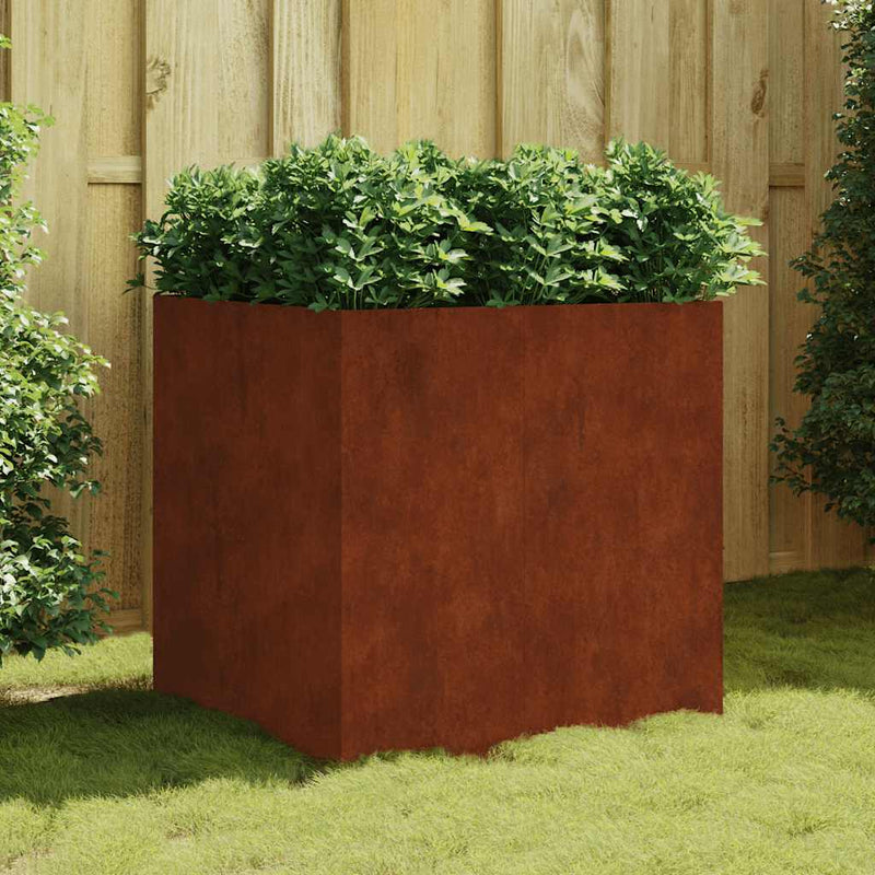 Jardinieră, 80x80x80 cm, oțel corten
