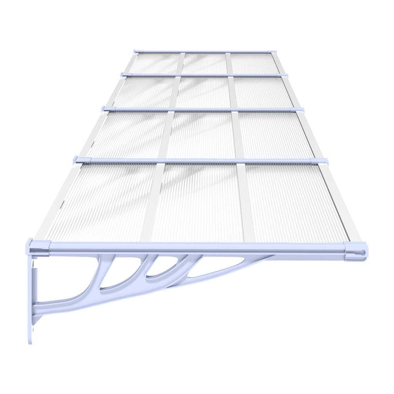 Copertină de ușă, gri și transparent, 396x90 cm, policarbonat