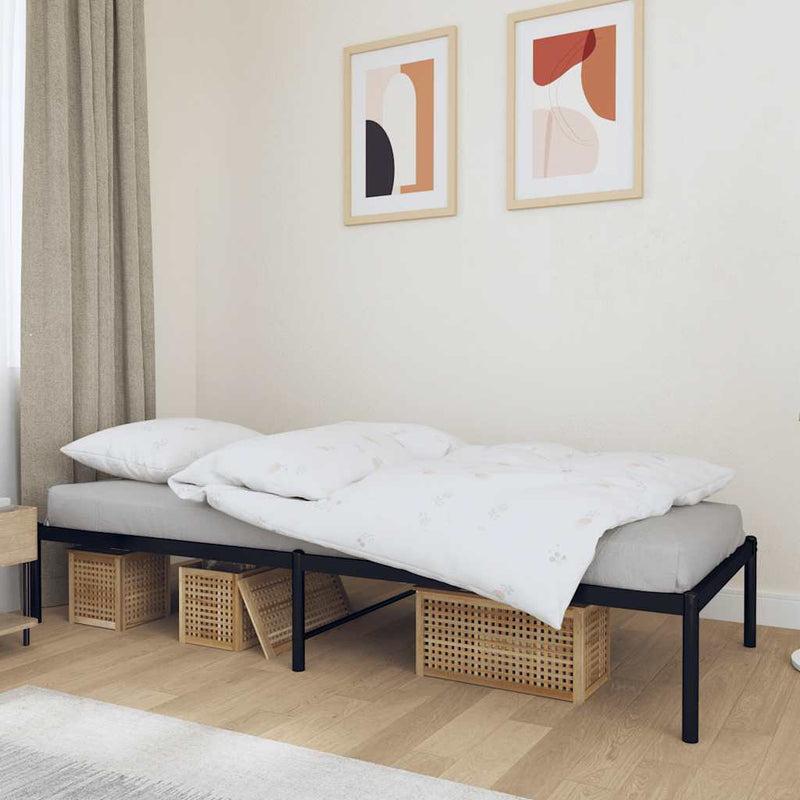 Cadru pat metalic, negru, 75x190 cm
