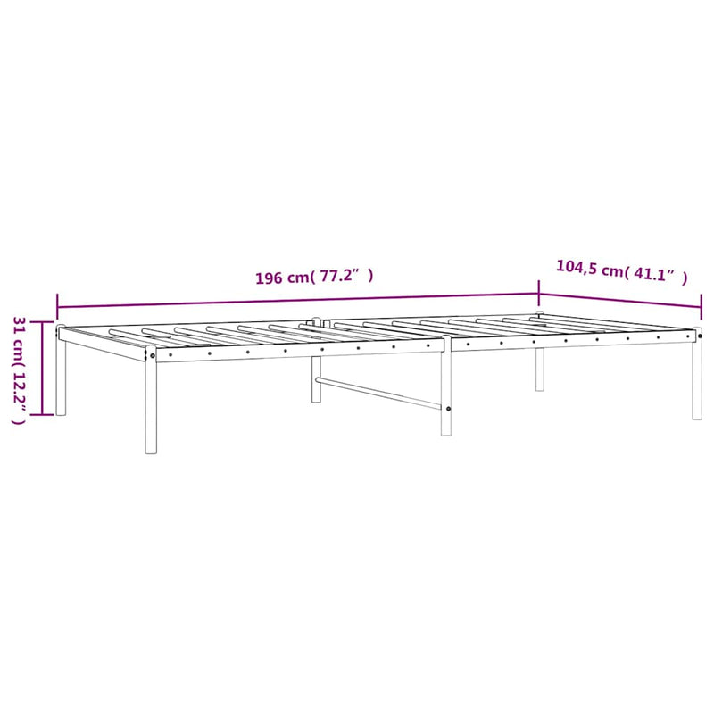 Cadru pat metalic, negru, 100x190 cm
