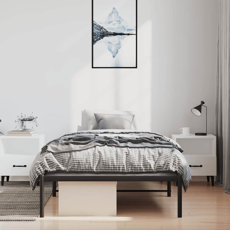 Cadru pat metalic, negru, 100x200 cm