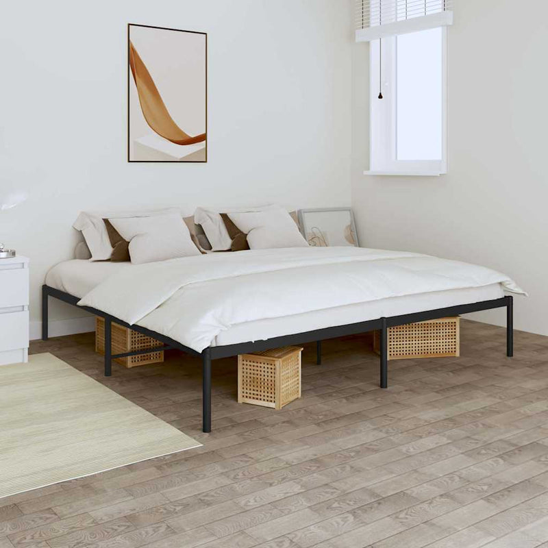 Cadru pat metalic, negru, 180x200 cm