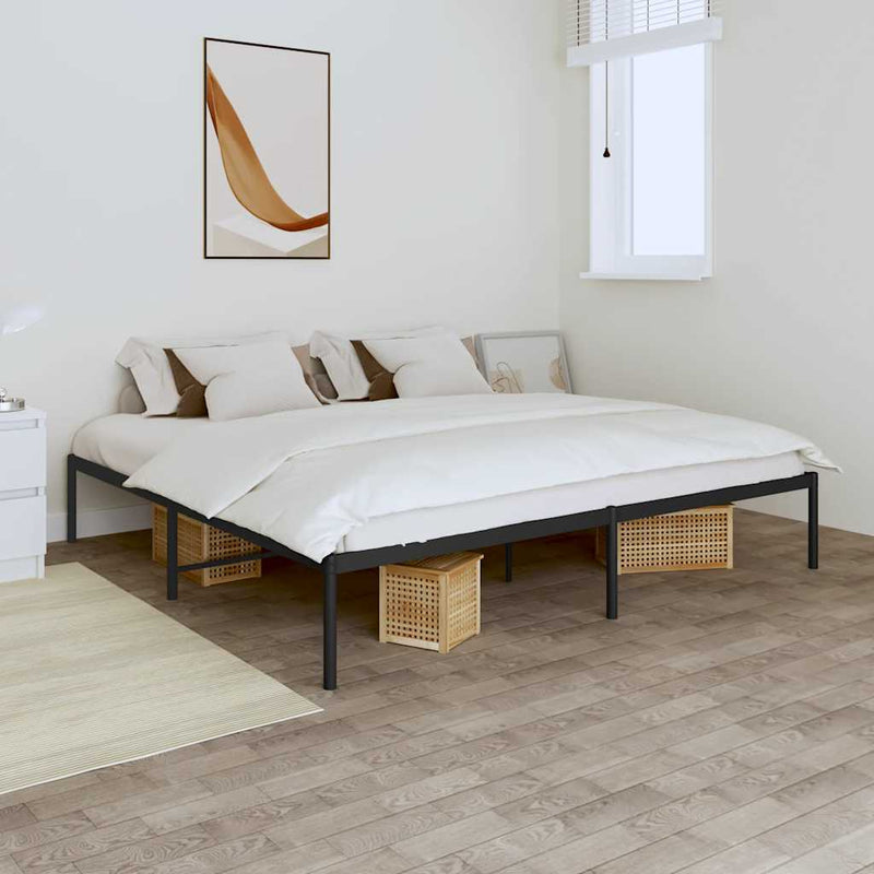 Cadru pat metalic, negru, 200x200 cm