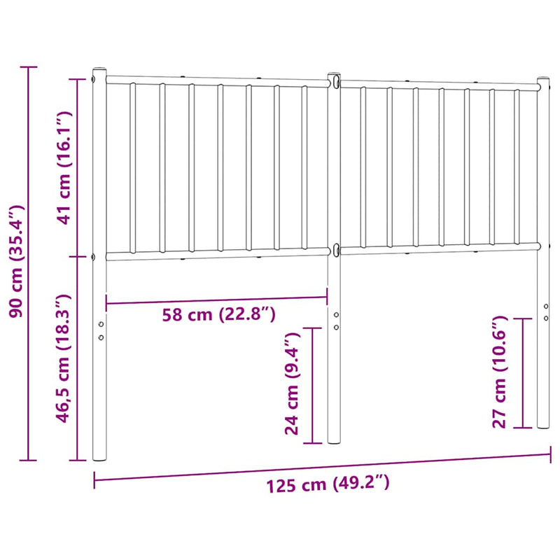 Tăblie de pat de schimb metalică, alb, 120 cm