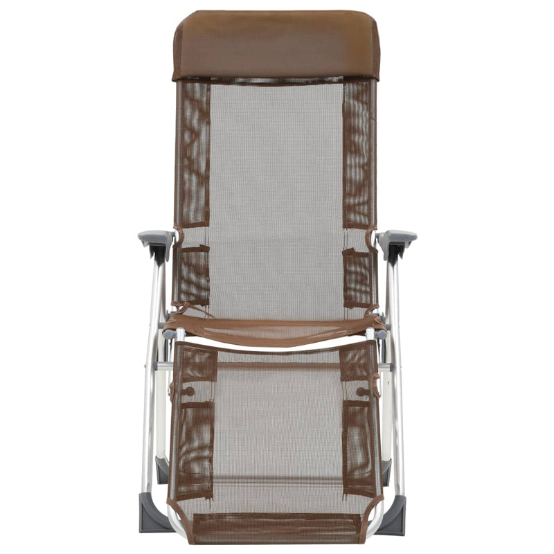Scaune camping pliante cu suport picioare 2 buc. maro textilenă