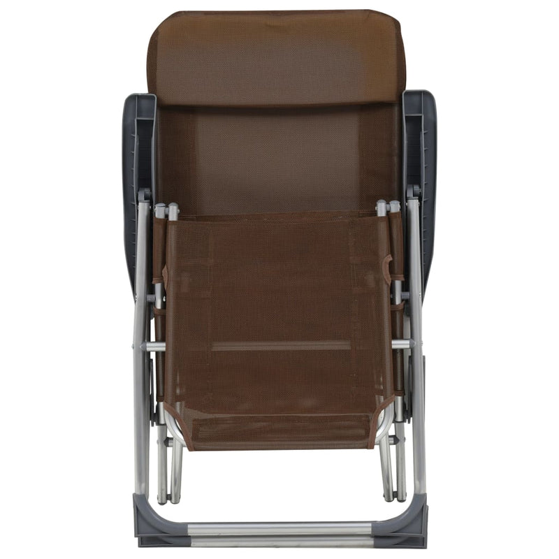 Scaune camping pliante cu suport picioare 2 buc. maro textilenă