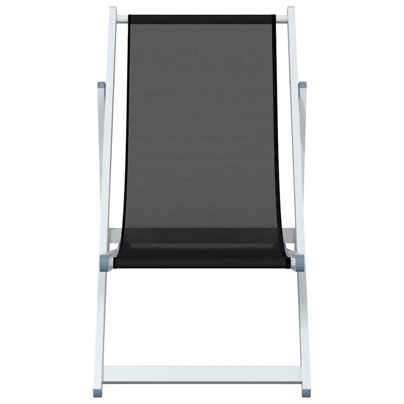 Scaune pliante 2 buc. Aluminiu negru și textilenă