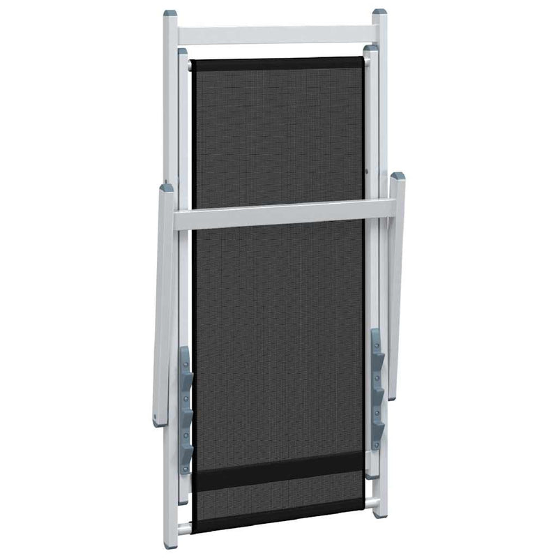 Scaune pliante 2 buc. Aluminiu negru și textilenă