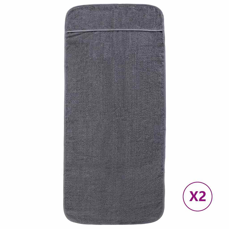 Prosoape de plajă, 2 buc., antracit, 60x135 cm, textil 400 GSM