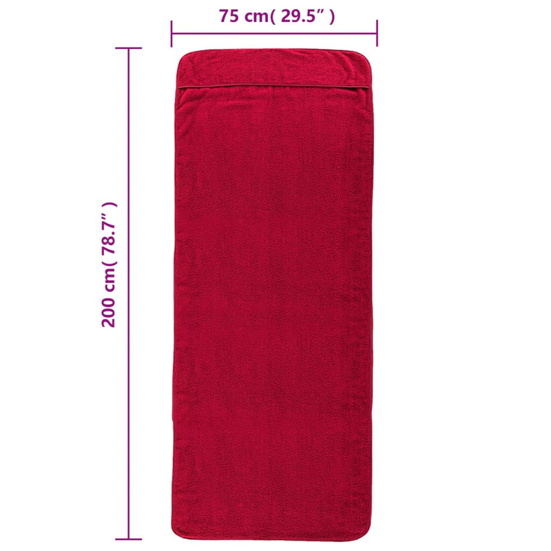 Prosoape de plajă, 2 buc., vișiniu, 75x200 cm, textil 400 GSM