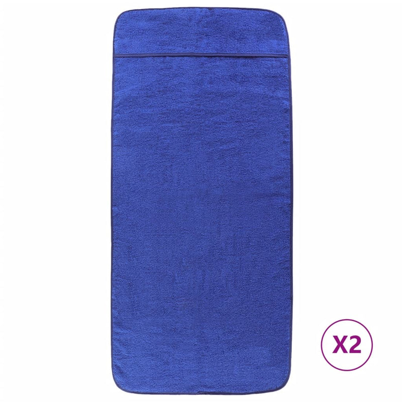Prosoape de plajă, 2 buc., albastru, 75x200 cm, textil 400 GSM