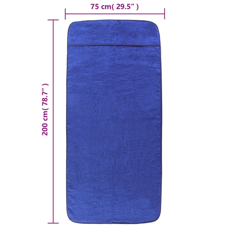 Prosoape de plajă, 2 buc., albastru, 75x200 cm, textil 400 GSM