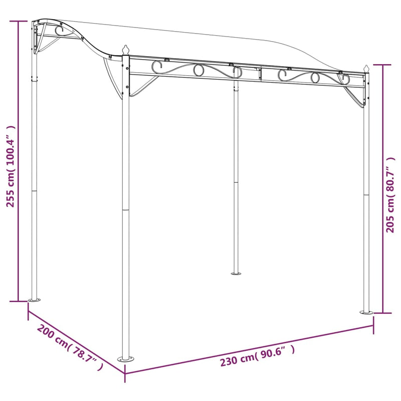 Copertină, antracit, 2x2,3 m, 180 g/m², material textil și oțel