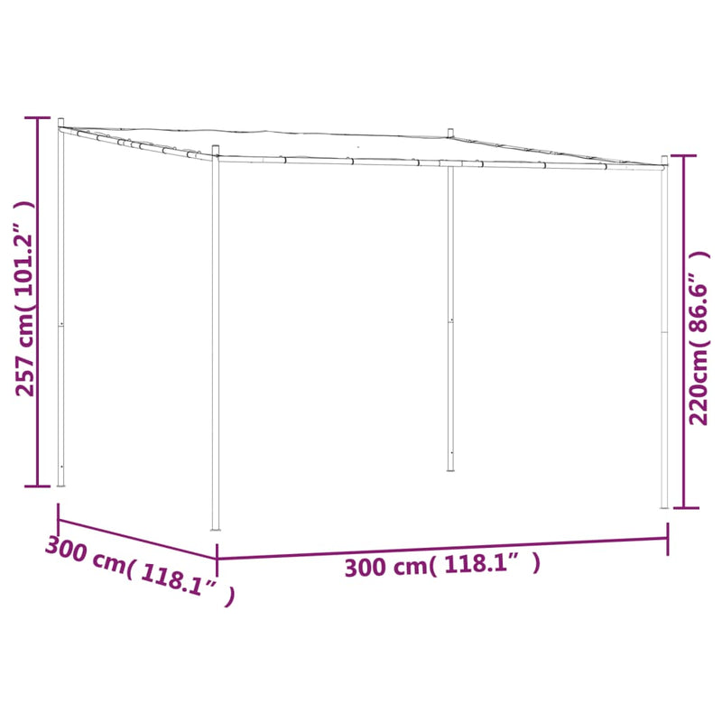 Foișor, bej, 3x3 m, 180 g/m², material textil și oțel