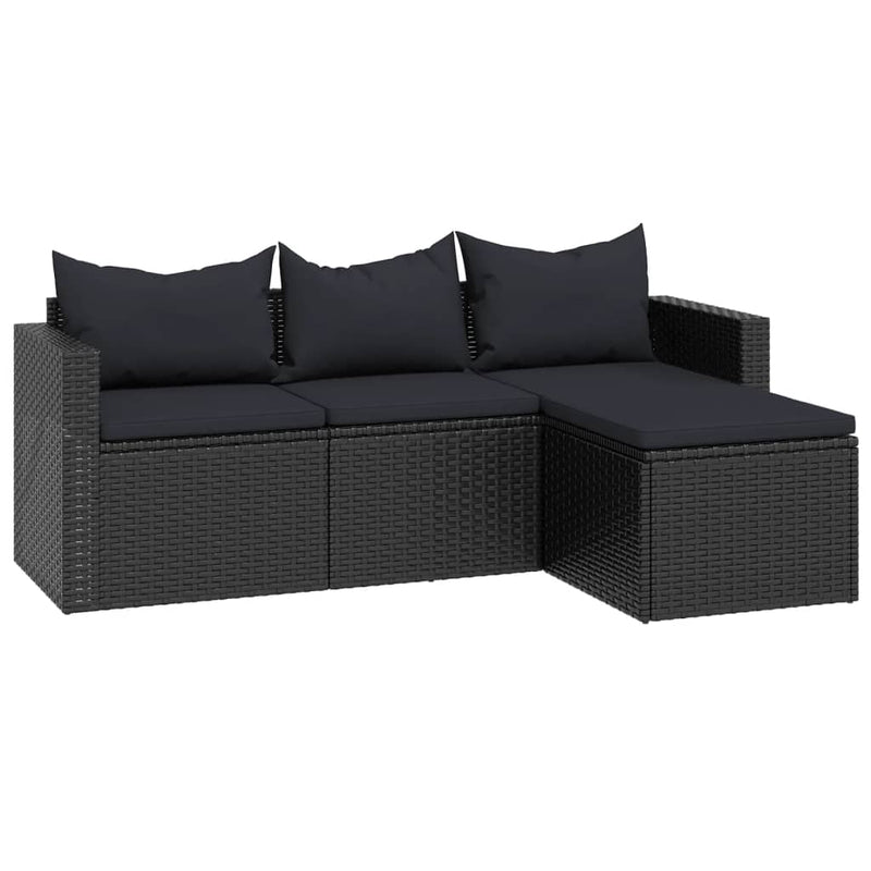 Set mobilier de grădină, negru, poliratan