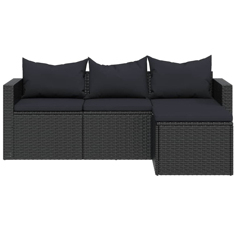 Set mobilier de grădină, negru, poliratan