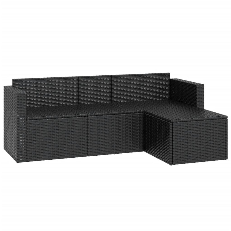 Set mobilier de grădină, negru, poliratan
