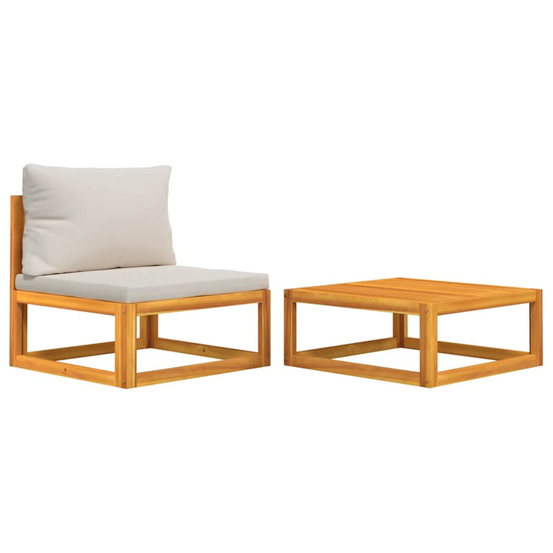 Set canapea de grădină, 2 piese, cu perne, lemn masiv de acacia