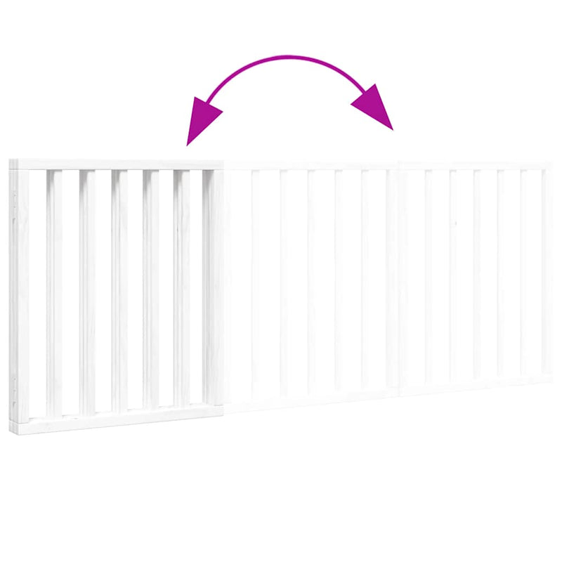 Poartă pentru câini pliabilă, 3 panouri, alb, 150 cm, lemn plop