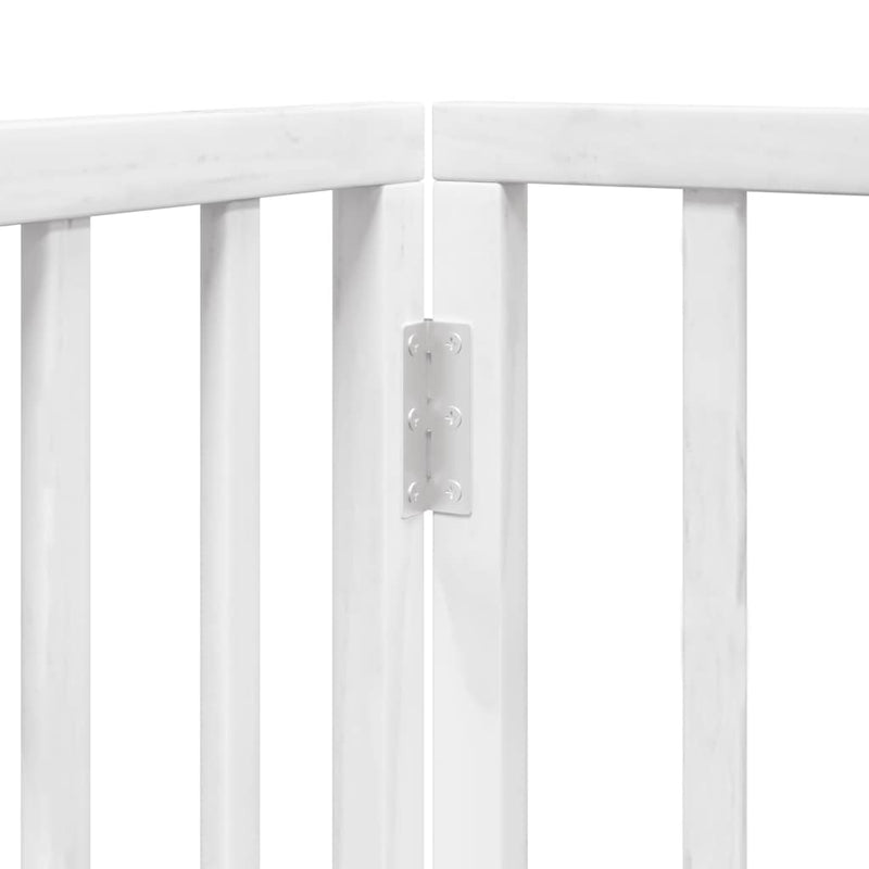 Poartă pentru câini pliabilă, 3 panouri, alb, 150 cm, lemn plop