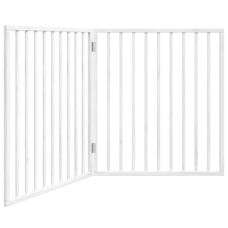 Poartă de acces pentru câini pliabilă, 2 panouri, albă, 160 cm, lemn de plop