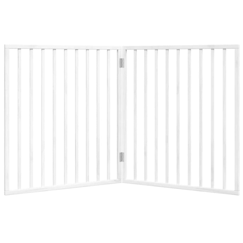 Poartă de acces pentru câini pliabilă, 2 panouri, albă, 160 cm, lemn de plop