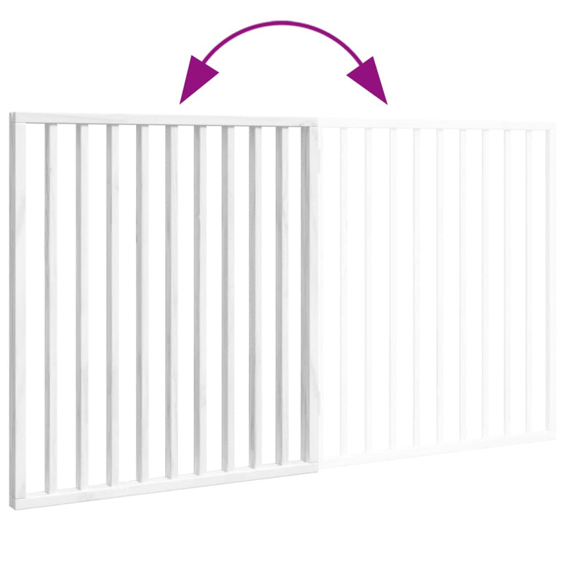 Poartă de acces pentru câini pliabilă, 2 panouri, albă, 160 cm, lemn de plop