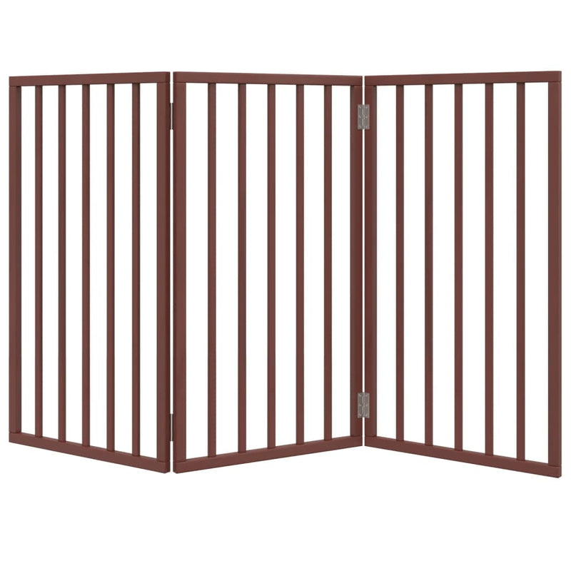 Poartă pentru câini pliabilă 3 panouri maro, 150 cm, lemn plop