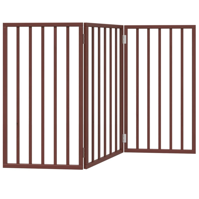 Poartă pentru câini pliabilă 3 panouri maro, 150 cm, lemn plop