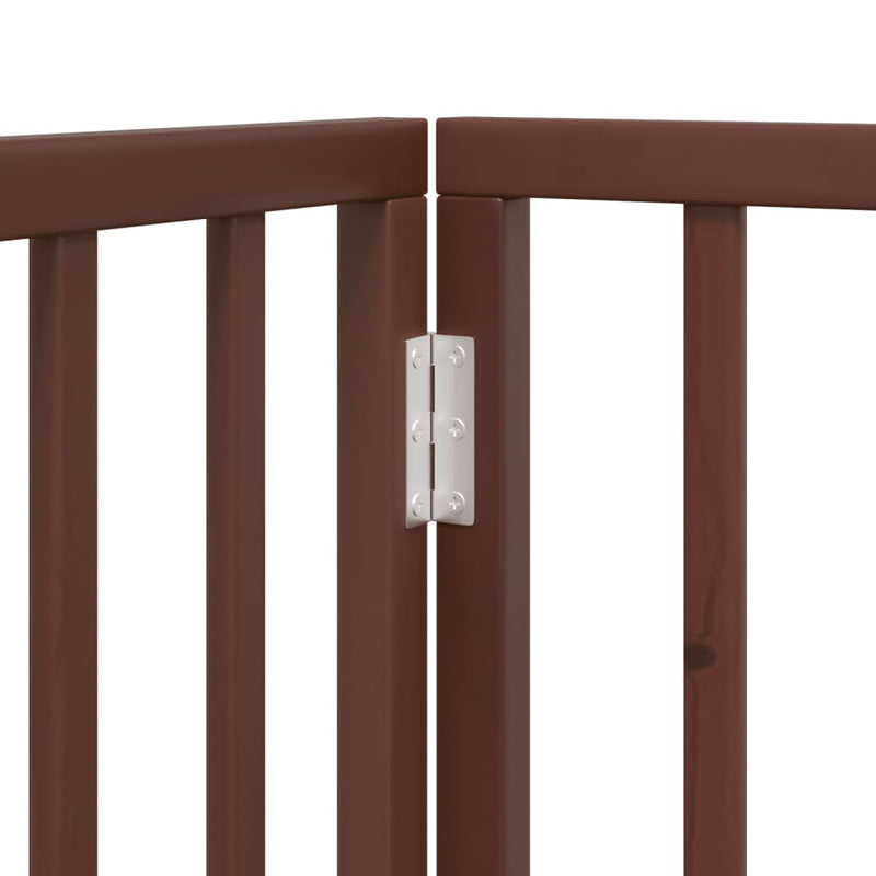 Poartă pentru câini pliabilă 3 panouri maro, 150 cm, lemn plop