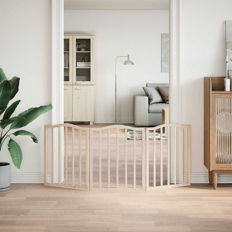 Poartă pentru câini pliabilă, 3 panouri, 150 cm, lemn de plop