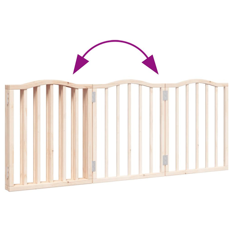Poartă pentru câini pliabilă, 3 panouri, 150 cm, lemn de plop