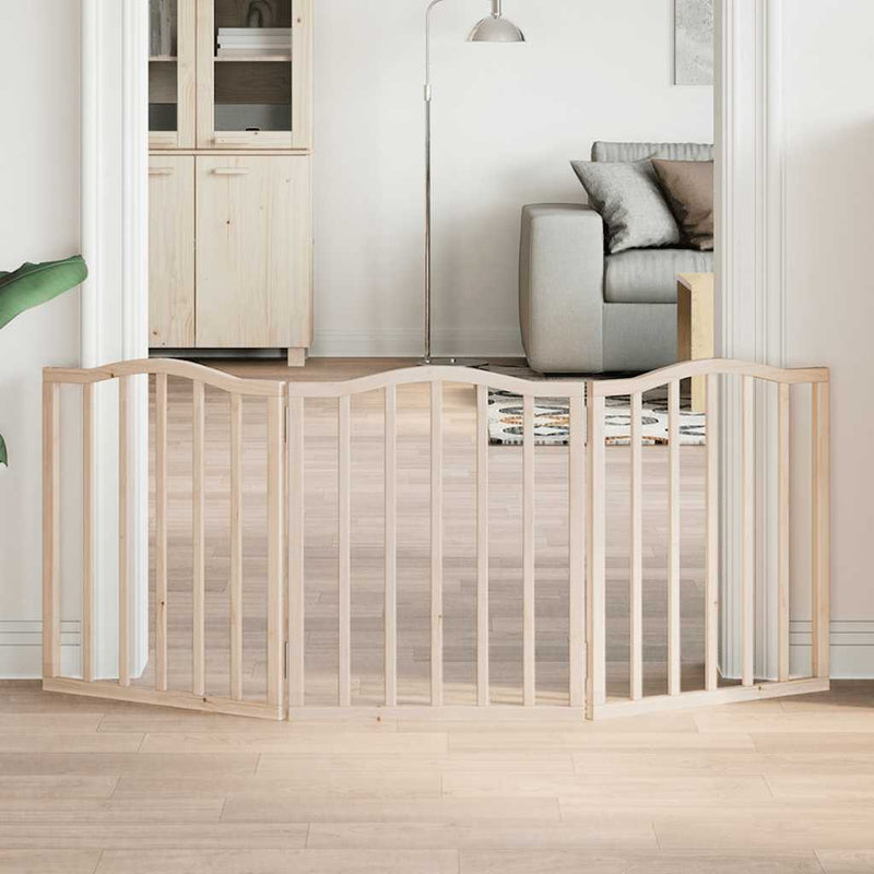 Poartă pentru câini pliabilă, 3 panouri, 150 cm, lemn de plop