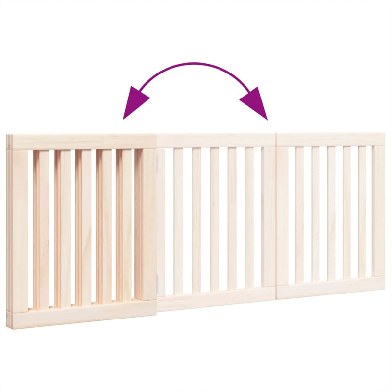 Poartă de acces pentru câini pliabilă, 3 panouri, 150 cm, lemn de plop