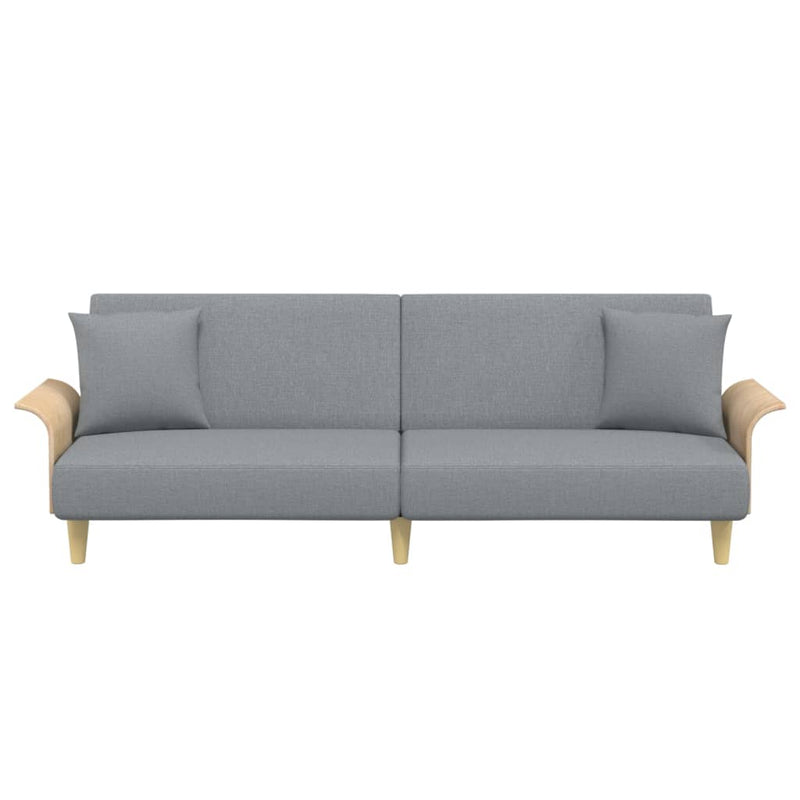Canapea extensibilă cu cotiere, gri deschis, textil