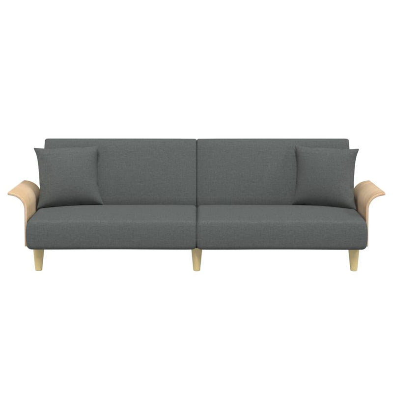 Canapea extensibilă cu cotiere, gri închis, textil