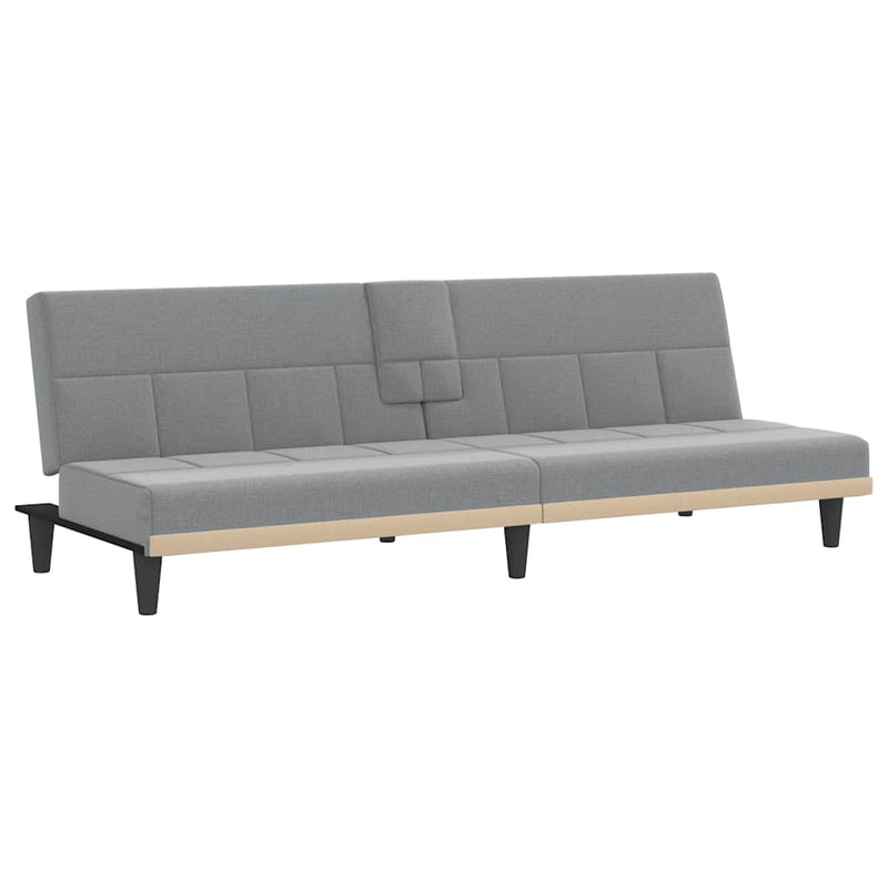 Canapea extensibilă cu suporturi de pahar, gri deschis, textil